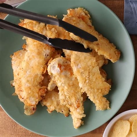 Use them to coat strips of chicken before baking or frying. Potato Chip Baked Chicken Fingers Video | Recipe in 2020 ...