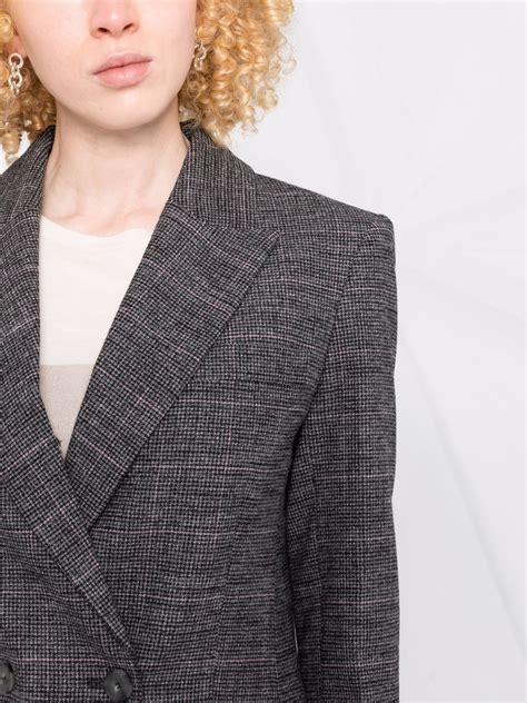 Maje Double Breasted Check Fitted Blazer Farfetch