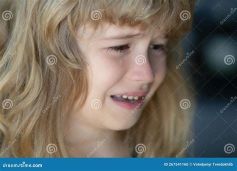 Kid Crying With A Tear On Cheek Child With Sad Expressions Crying