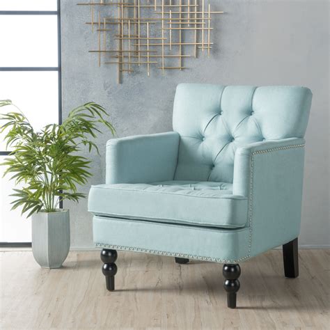 Noble House Marilyn Light Blue Fabric Club Accent Chair