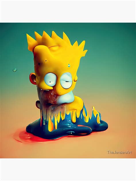 Bart The Thinker Melties Psychedelic Pop Culture Digital Art