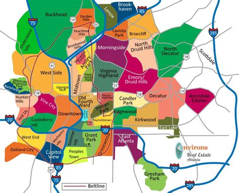 Atlanta Neighborhood Map Map Of Atlanta Neighborhoods