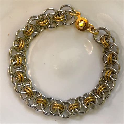 Unisex Brass And Stainless Steel Helm Weave Chainmaille Etsy