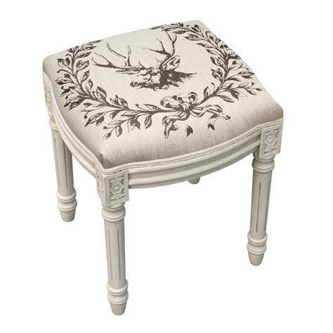 123 creations wfs038xxgy elk upholstered wooden vanity stool antique white