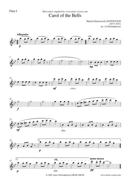 Carol Of The Bells Flute Quartet Sheet Music Pdf Download