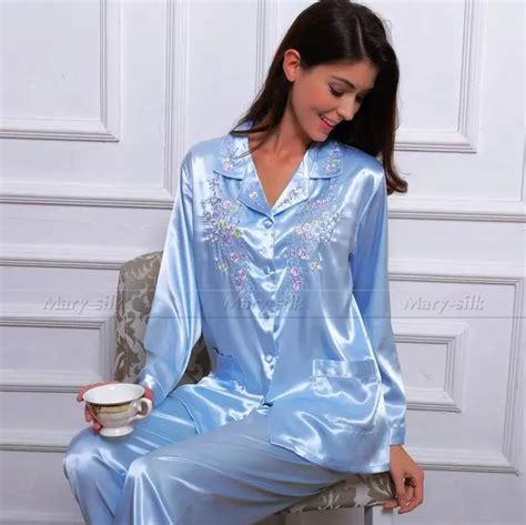 Aliexpress Com Buy Womens Silk Satin Pajamas Set Pyjamas PJS Set Sleepwear Set Nightwear