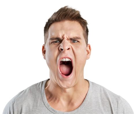 Premium Photo Angry Man Screaming Isolated On White