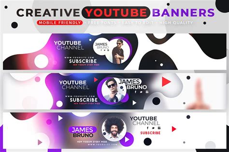 Creative Modern Youtube Banners Social Media Templates ~ Creative Market