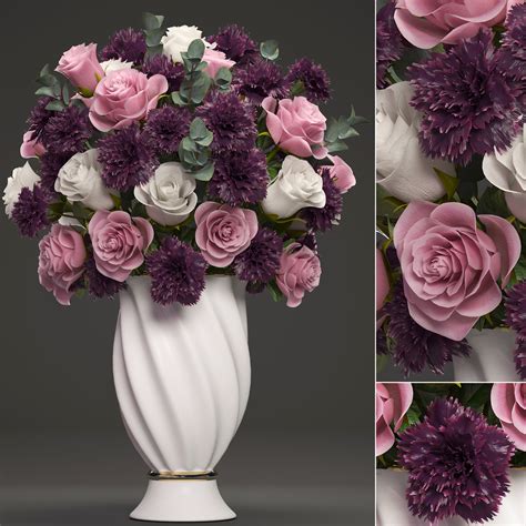 Learn what flower bouquets are, the different types of bouquets that exist, colors and their use in decorating a home, wedding, event, etc. Bouquet of flowers in a vase 3D | CGTrader