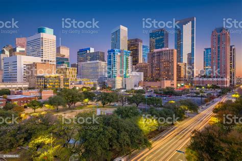Houston is the largest city in texas and the fourth largest in the united states. Houston Texas Usa Skyline Stock Photo - Download Image Now ...