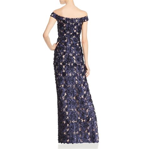 Aidan Mattox Womens Embellished Off The Shoulder Evening Dress