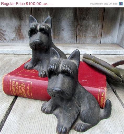 Vintage Cast Iron Dog Bookends Sweet Scotties Scottish Etsy Dog