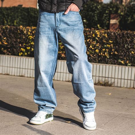 Plus Size 46 Mens Hip Hop Jeans Skateboard Man Baggy Jeans Denim Wide