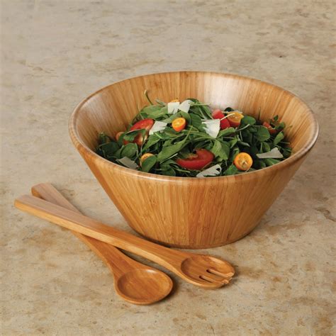 Eco Friendly By Gibson Home Natural Trends Bamboo Salad Bowl Set