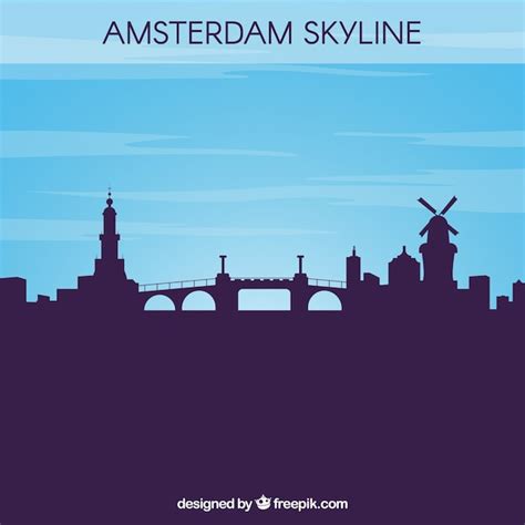 Silhouette Amsterdam Skyline Fond Vecteur Gratuite