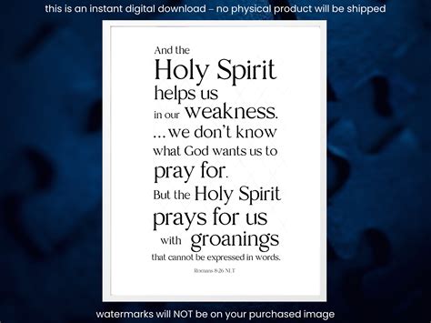 The Holy Spirit Helps Us To Pray Scripture Romans 826 Etsy