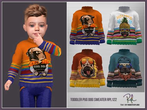 Toddler Pug Dog Sweater Rpl122 By Robertaplobo At Tsr Sims 4 Updates