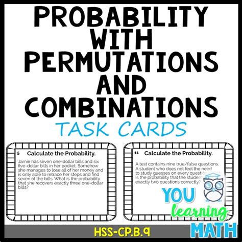 Probability Involving Permutations And Combinations 20 Task Cards