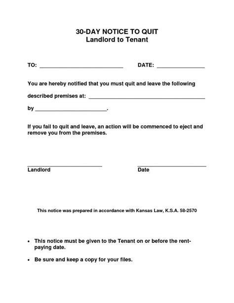 30 Day Notice To Vacate Form Template Business
