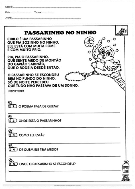 Pequenos Textos Para Interpretação 4 Ano