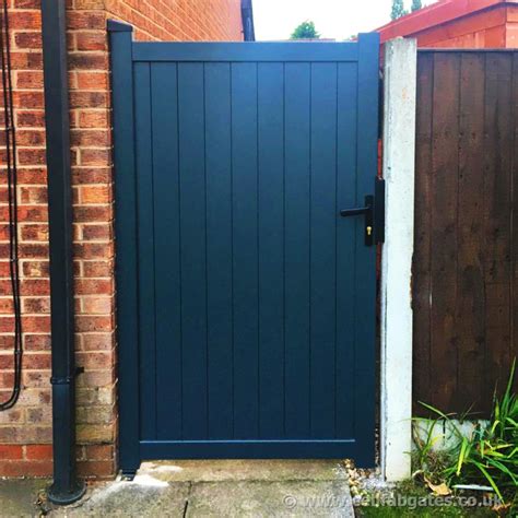 cellfab ltd aluminium full privacy garden gate vertical solid infill flat top black