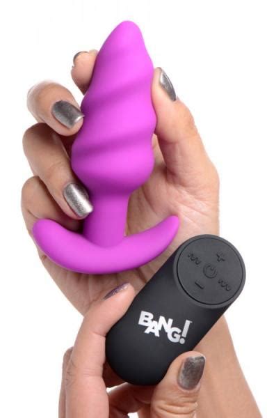 Bang 21x Vibrating Silicone Swirl Butt Plug W Remote Purple On Literotica
