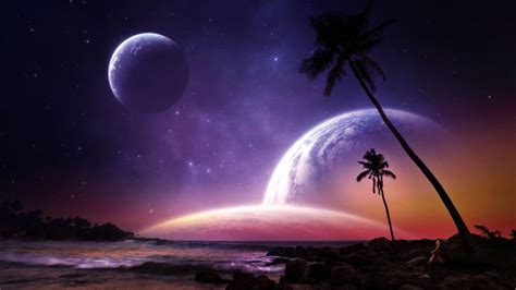 Planets On The Night Sky Above The Beach Wallpaper Other Wallpaper