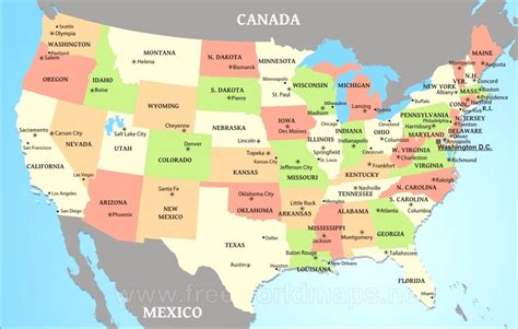 Printable Map Of The Us With State Names