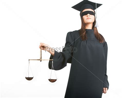 Фотография на тему Судья с завязанными глазами держит весы правосудия Pressfoto