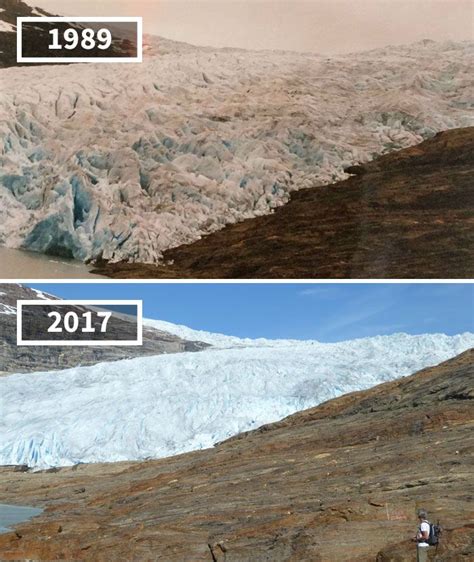 Svartisen Glacier Norway 1989 2017 Then And Now Pictures Before