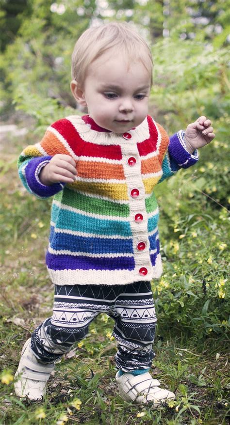 With ¾ lace sleeves, this knitted cardigan is the perfect choice for warmer months. Free Knitting Pattern for Rainbow Cardigan - This simple ...