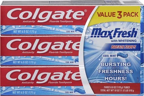 Colgate Max Fresh Toothpaste With Mini Breath Strips Cool
