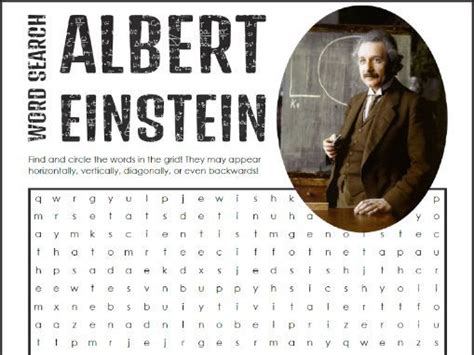 Albert Einstein Vocabulary Word Search Puzzle Teaching Resources
