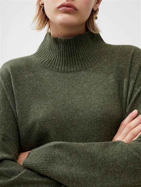 Jeanie Vhari Recycled Roll Neck Jumper Olive Night Mel French Connection Uk