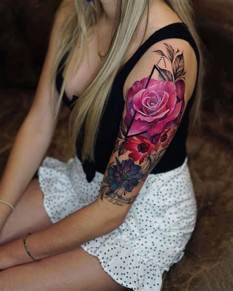 Flowers are most symbolic of all things bright and beautiful and when incorporated in a tattoo design they radiate charm and grace. Floral Half Sleeve