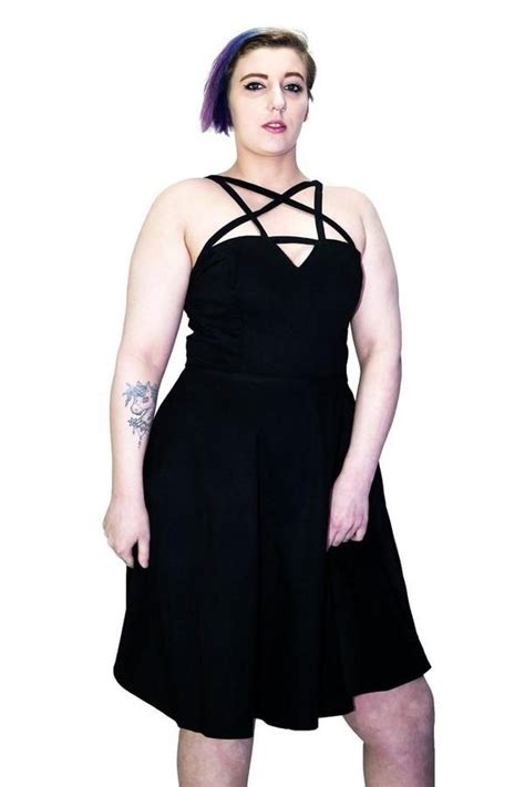 Black Strap Pentagram Plus Size Midi Dress Onna In Plus Size Gothic Dresses Dresses