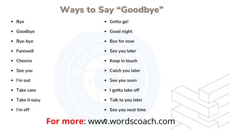 Another Ways To Say Goodbye In English Word Coach