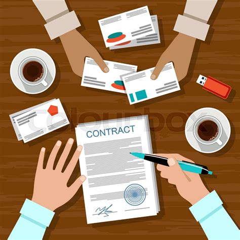 Signing A Contract Business Meeting Vector Illustration Stock