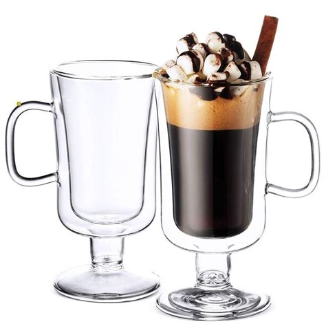 double walled irish coffee mugs 8½ oz 2 pack insulated tea glasses drinking glasses for