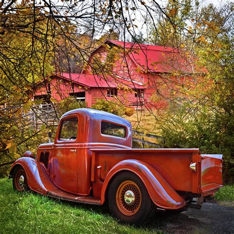 Old Ford Pickup Truck at the Barn Photograph by Debra and Dave Vanderlaan