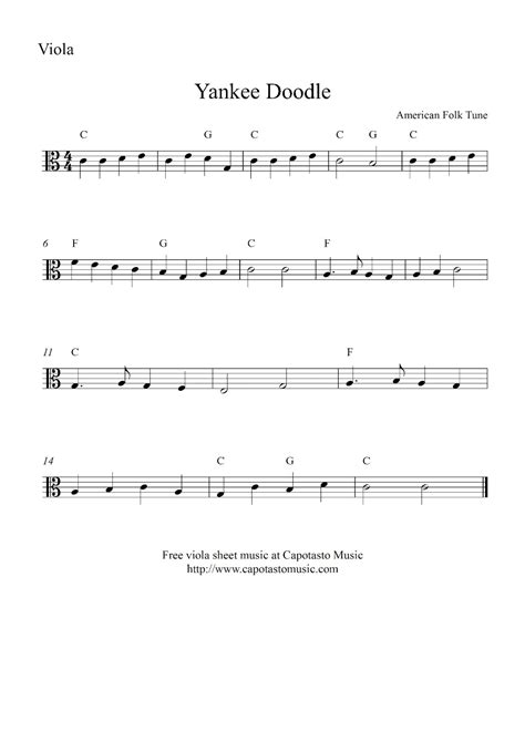 Easy Sheet Music For Beginners Free Easy Viola Sheet Music Yankee Doodle