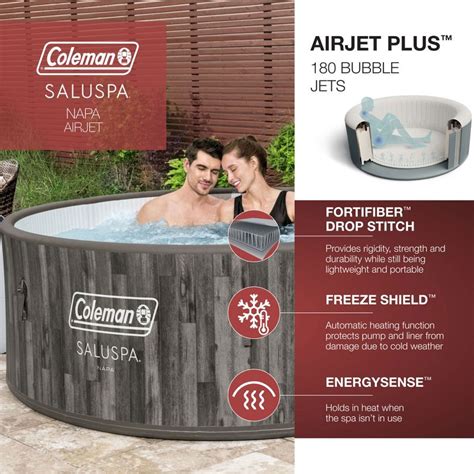 Bestway Coleman Napa Airjet Inflatable Hot Tub With Energysense Cover And 2 Pack Of Saluspa