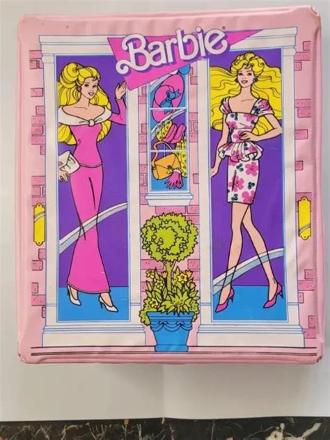 vintage 1988 mattel barbie pink carrying case wardrobe with lot of 16 barbies 72 99 picclick