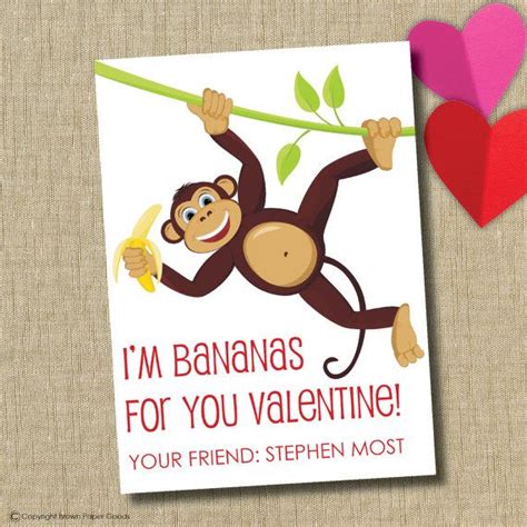 School Valentine Cards Instant Download Im Bananas For You Valentine Valentine Special