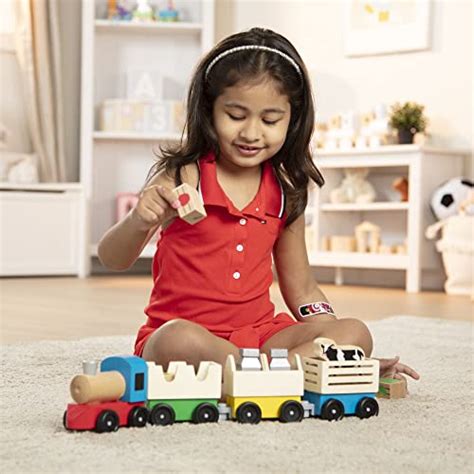 Melissa And Doug Wooden Farm Train Set Classic Wooden Toy 3 Linking