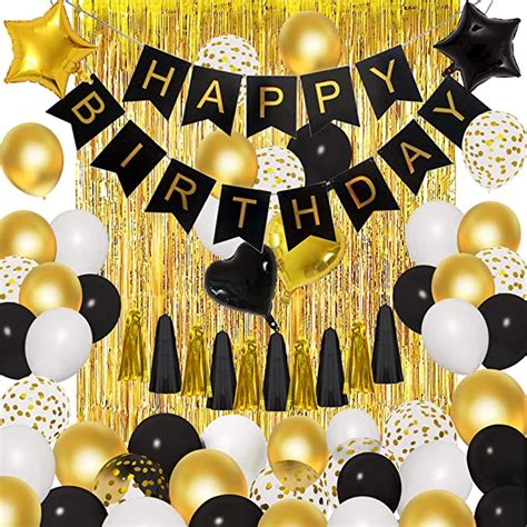 Black Gold Birthday Party Decorations Kit 1812confetti Foil Black