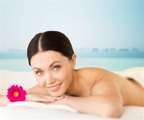 Happy Beautiful Woman Lying In Spa Stock Image Image Of Care Pampering 57271507