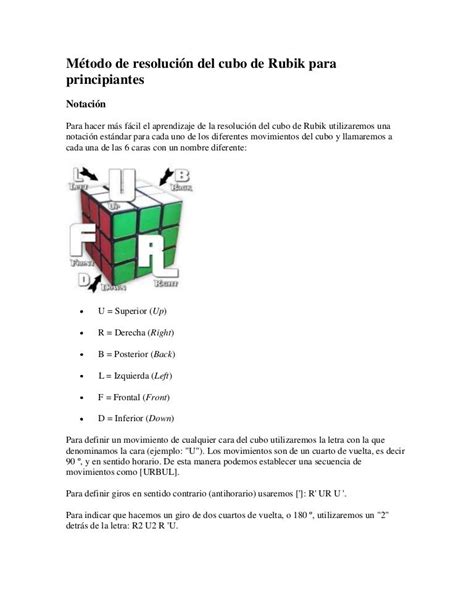 Método De Resolución Del Cubo De Rubik Para Principiantes