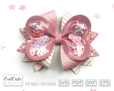 Pinch Heart Shaker Bow Svg Faux Leather Hair Bow Template Etsy