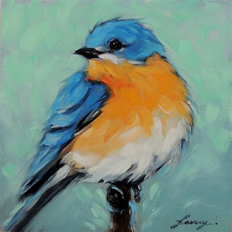 Bluebird 5X5 inch original oil painting of a Bluebird